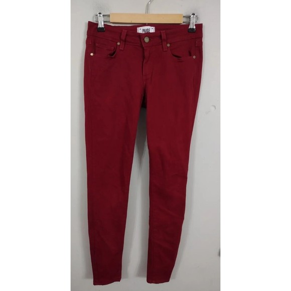 Paige Verdugo Ultra Skinny Denim Jeans Red  Stretch Women's Size 27x30 - Picture 1 of 9